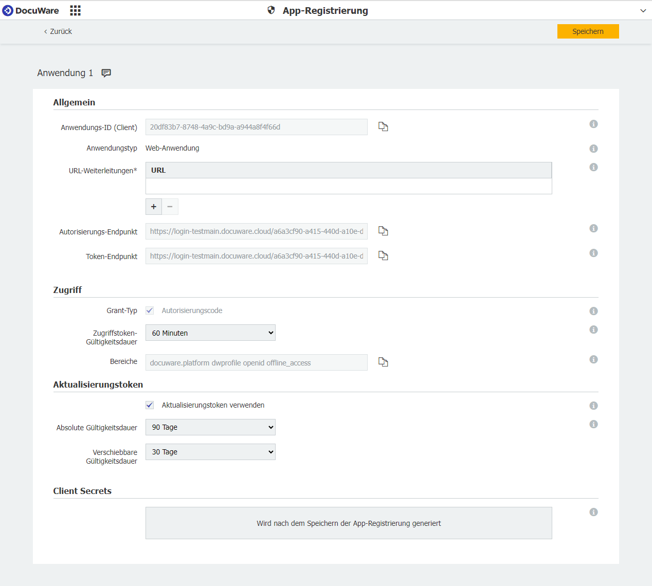 Ein Bild, das Text, Screenshot, Software, Zahl enthält.  Automatisch generierte Beschreibung  Details für die Registrierung am Beispiel einer Web-Anwendung 